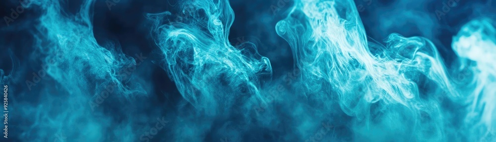 Poster stunning abstract image of blue smoke swirling against a dark background, creating a sense of depth 