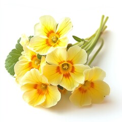 Fototapeta premium Close up of Bouquet primrose flowers on an isolated white background
