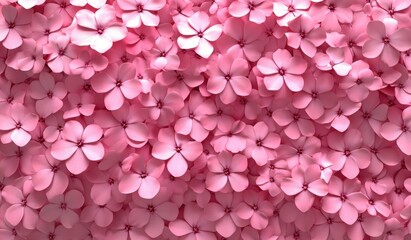 Fototapeta premium Pile of beautiful pink flowers in a random order, professional flower photography, resembling Phlox, top view shot