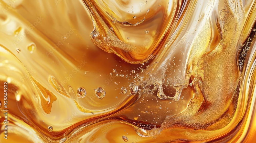 Aufkleber An abstract close-up image showcasing fluid golden textures and dynamic patterns in a rich and luminous palette.