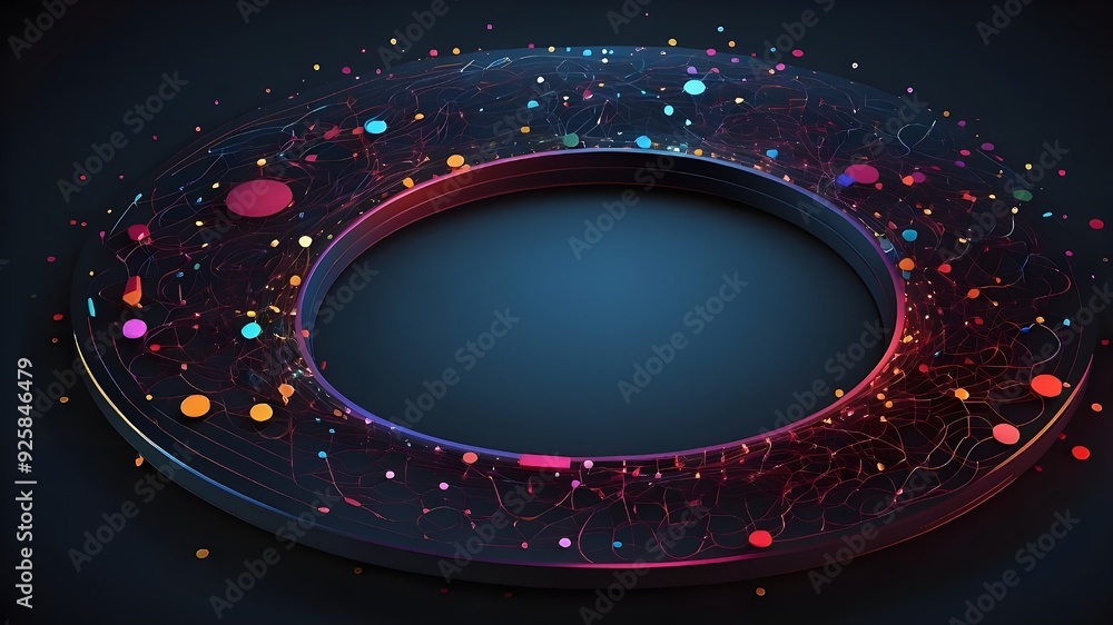 Poster technologically creative circle on a dark background. big data and technological ideas.
