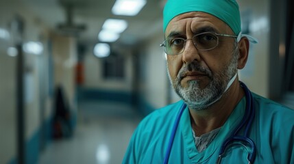Fototapeta premium Doctor Man With Stethoscope In Hospital