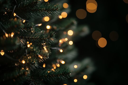 closeup photo of Christmas tree with lights 