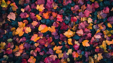 A vibrant tapestry of autumn leaves showcasing rich colors and textures, perfect for nature lovers and seasonal themes.