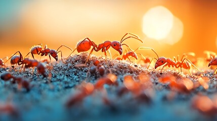 Teamwork in Nature: Colony of Ants Building a Structure, Captured in Natural Lighting
