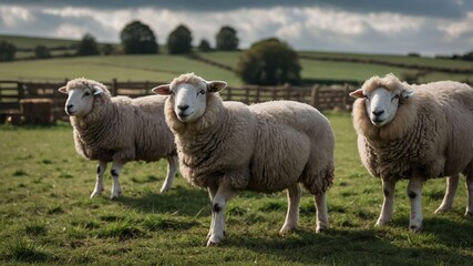 Fototapeta premium stock photography british blue sheeps in a beautiful farm