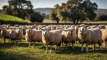 Obraz premium stock photography churro sheeps in a beautiful farm