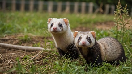 Fototapeta premium stock photography ferrets in a beautiful farm