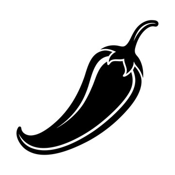 recommend clip art: Black silhouette vegetable chili icon and vector illustration