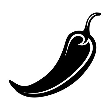 recommend clip art: Black silhouette vegetable chili icon and vector illustration