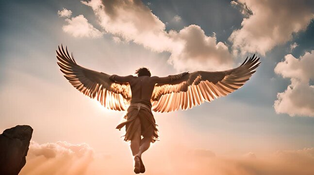 Icarus's Daring Ascent. Mythical Journey of Ambition and Hubris