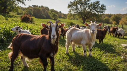 stock photography nubian goats in a beautiful farm