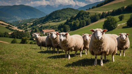 Fototapeta premium stock photography pyrnes sheeps in a beautiful farm