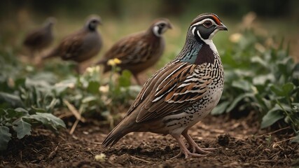 stock photography quail in a beautiful farm
