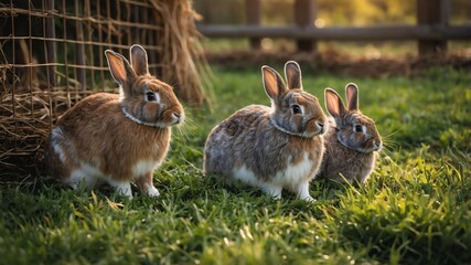 Obraz premium stock photography rabbits in a beautiful farm