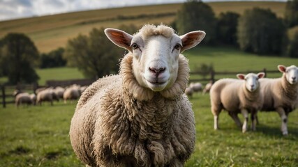 Fototapeta premium stock photography sheep in a beautiful farm