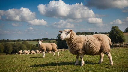 Obraz premium stock photography suffolk sheeps in a beautiful farm
