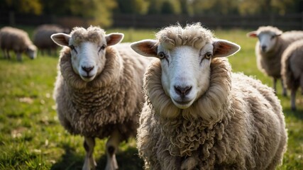 Fototapeta premium stock photography suffolk sheeps in a beautiful farm