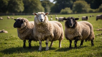 Obraz premium stock photography suffolk sheeps in a beautiful farm