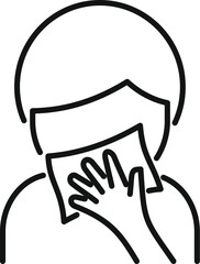 Person is cleaning their face with an antibacterial wet wipe to prevent spreading germs