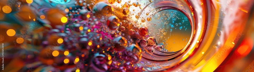 Poster abstract swirl with vibrant colors and glowing textures, creating a dynamic flow of energy and light