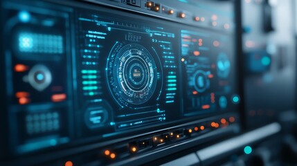 Futuristic Digital Interface with Data Visualizations