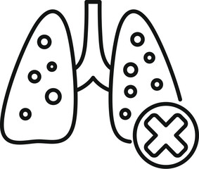 Line icon of lungs with infection, representing respiratory illness