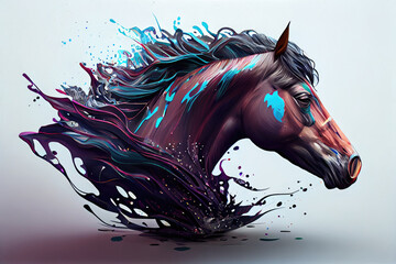 Elegant Splash Art of a Horse for T-Shirts Stunning Colorful Horse Design Ideal for Unique and Artistic Apparel