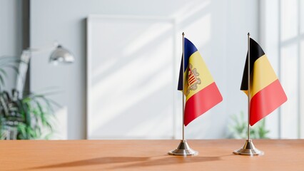 FLAGS OF ANDORRA AND CHAD  ON TABLE