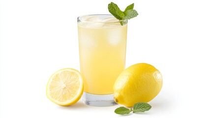 Fresh Lemonade with Lemons and Mint