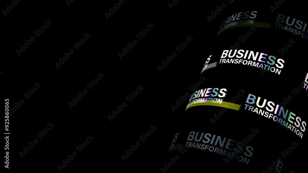 Poster loop business transformation 3d tube glitch silver text animation abstract background with copy spac
