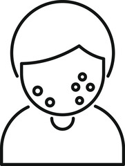 Line icon of a person with chickenpox, showing the characteristic rash