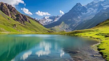Fototapeta premium Serene Mountain Lake Landscape