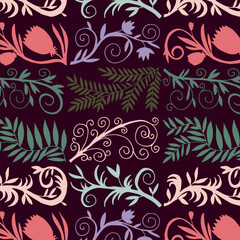 Seamless vector pattern with flowers. Vector illustration.