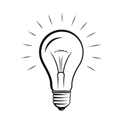 Electricity light bulb ideas outline icon and vector illustration 