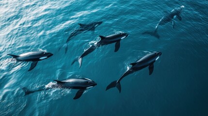 Obraz premium Orcas Swimming in the Ocean