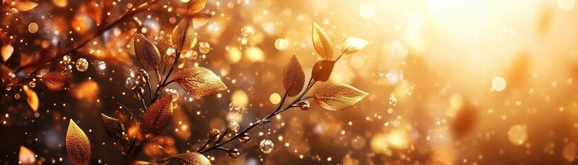 Golden leaves shimmer in sunlight, creating a warm and inviting atmosphere full of nature's beauty and tranquility.