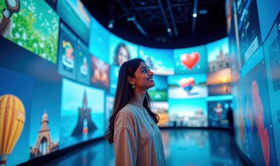 Captivated Young Indian Female Browsing Endless Multimedia. Digital Content Exploration