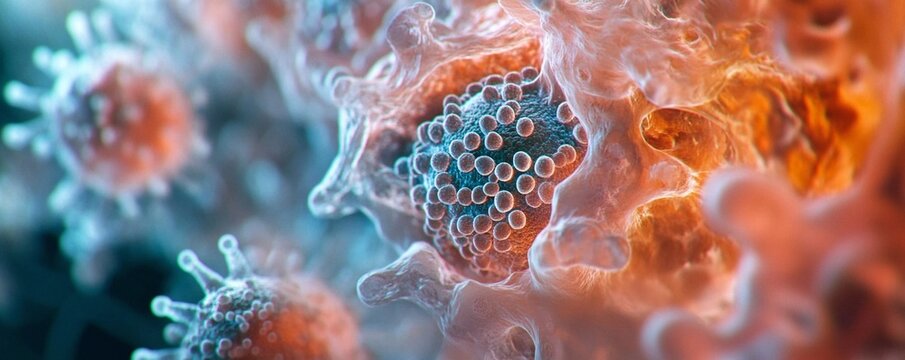 This is a photo taken under a microscope of a virus that threatens human health, and is an image needed for medical care, medicine, and research. Generative AI	
