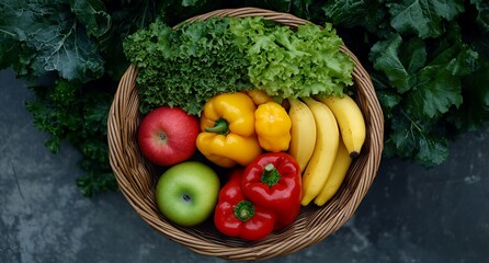 A Wicker Basket Filled with Fresh Produce