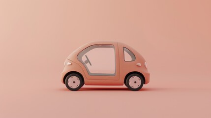 Minimalistic illustration of a small pink car on a pink background. Perfect for icon design, websites