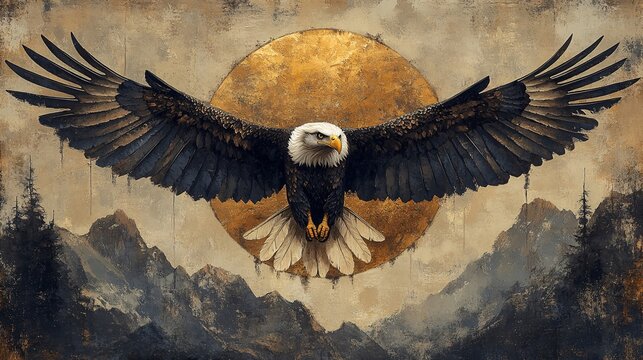 Artistic geometric shapes with majestic eagles for dramatic wallpaper Combine artistic geometric patterns with the grandeur of eagles to create a dramatic and powerful design. 