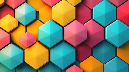 Abstract Hexagon Pattern: A mesmerizing array of vibrant hexagons, arranged in a captivating geometric pattern, evoking feelings of energy and dynamism. Perfect for modern and contemporary designs.