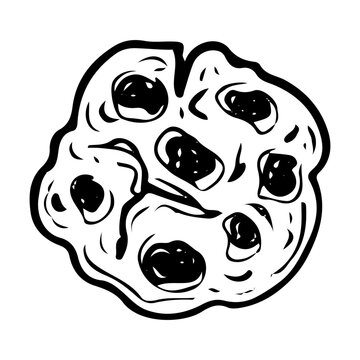 recommend clip art: Oatmeal cookies hand drawn doodle. Cookie with chocolate. Dessert food. Confectionery sweets. Sugar pastry. Bakery products. Vector outline line art illustration.
