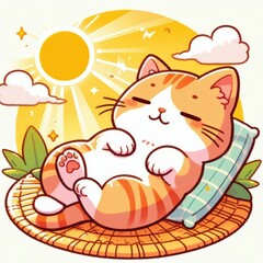日向ぼっこする猫のイラスト
