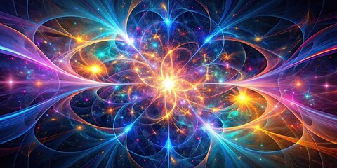 Crazy mystical light effects with abstract lines and fractal shapes , abstract, mystical, colorful, vibrant, fantasy