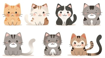 Fototapeta premium Cute Cat Illustration character collection .