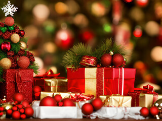 a festive christmas scene featuring like decorated christmas trees, gift boxes, ornaments, santa claus, fireplace, etc. perfect for holiday greetings, website banners, social media posts, and more.