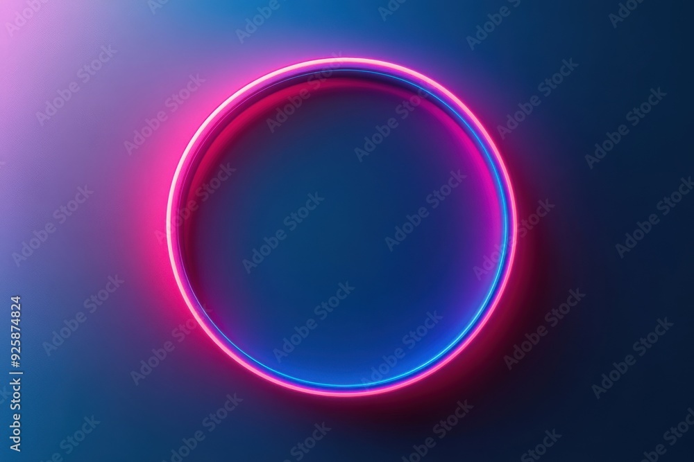 Poster image of a lively neon circle pattern transitioning over a blue background