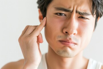 歯とお肌の悩みがある日本人男性（皮膚科・美容皮膚科・美容整形・ニキビ・虫歯）